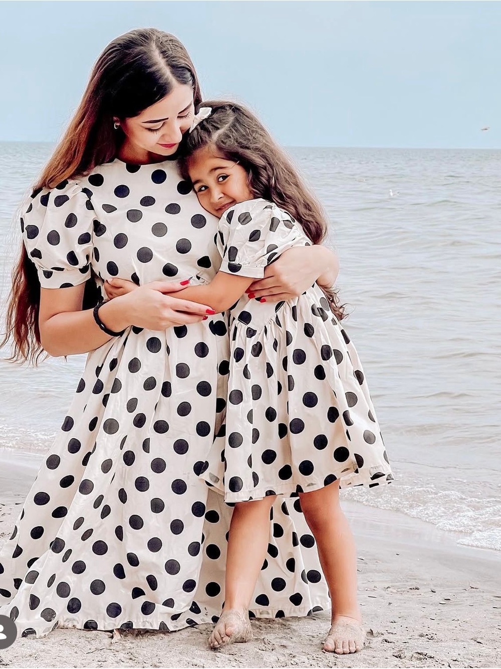 Mommy and Me Matching Polka Dot Dresses Set - Size M & 7